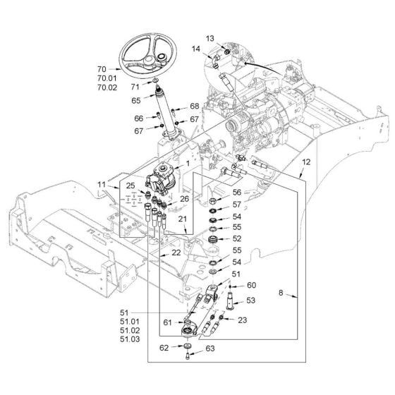 Steering Assembly for Hamm HD18 - 20 (H292) Roller