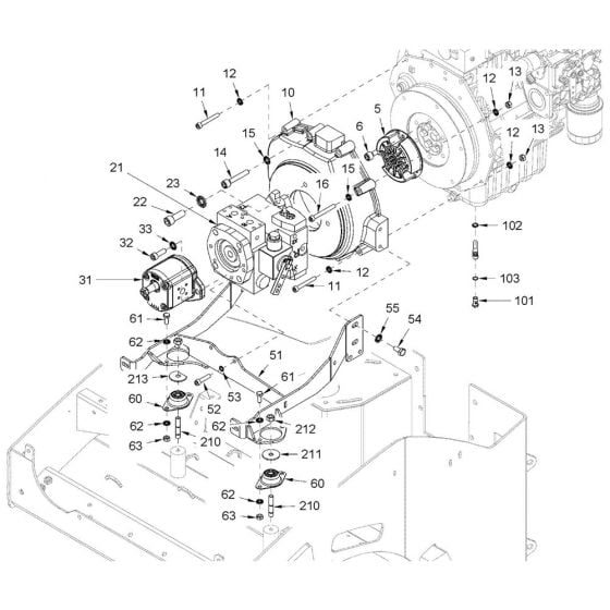 Pump Drive, Engine Assembly for Hamm HD18 - 20 (H292) Roller