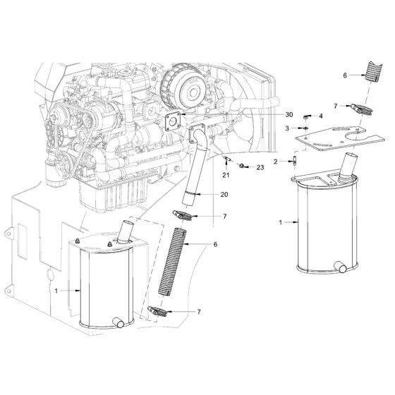 Exhaust System Assembly for Hamm HD18 - 20 (H292) Roller