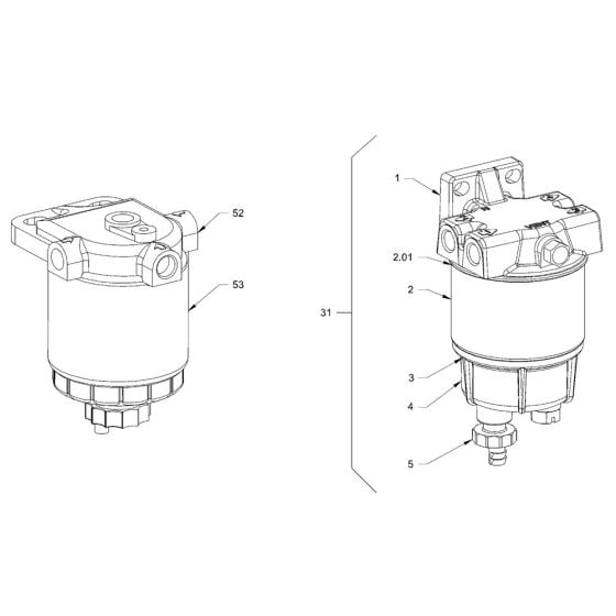 Fuel Filter Assembly for Hamm HD18 - 20 (H293) Rollers