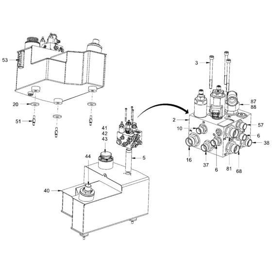 Hydraulic Oil Tank Assembly for Hamm HD18 - 20 (H293) Rollers