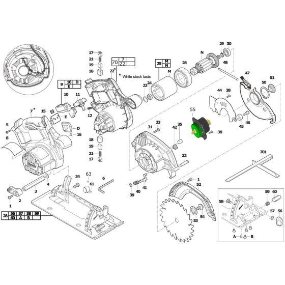 Complete Assembly for Milwaukee HD18CS Cordless Circular Saw