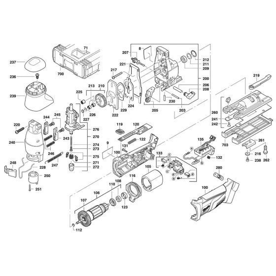 Complete Assembly for Milwaukee HD18JSB Cordless Jigsaw