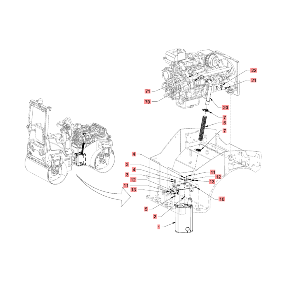 Exhaust System for Hamm HD10-12 (H200) Rollers