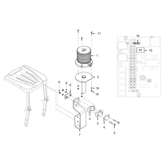 Rotary Beacon for Hamm HD50 (H290) Compaction Roller