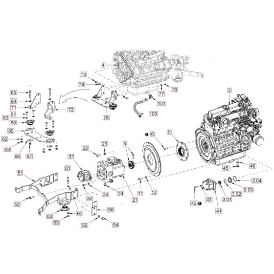 Pump Drive, Engine Assembly for Hamm HD50 (H290) Compaction Roller