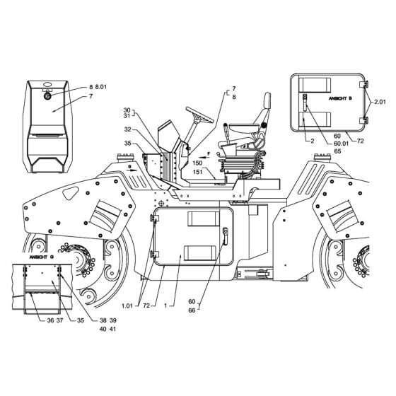 Canopies, Cover Assembly for Hamm HD70 - 75 (H152) Roller