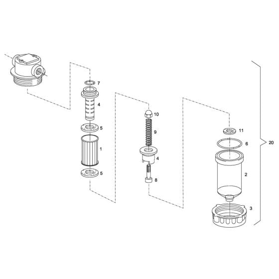 Water Filter Assembly for Hamm HD70 - 75 (H152) Roller