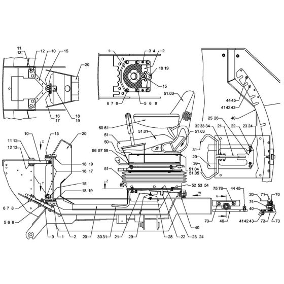 Operators Seat Assembly for Hamm HD70 - 75 (H152) Roller