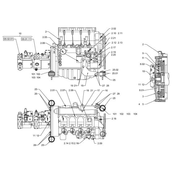 Pump Drive, Engine Assembly for Hamm HD70 - 75 (H152) Roller