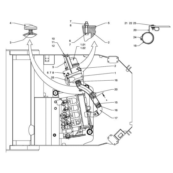 Air Filter Assembly for Hamm HD70 - 75 (H152) Roller