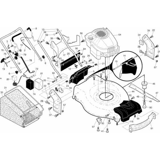 Frame and Engine Assembly for Husqvarna HD725E Consumer Lawn Mower