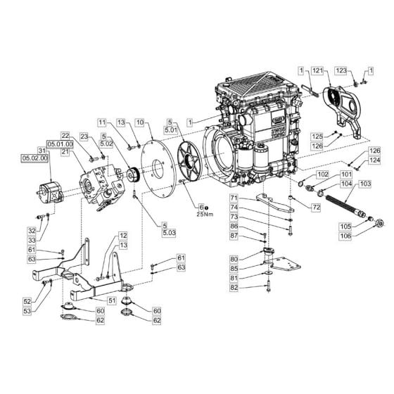 Pump Drive & Engine Assembly for Hamm HD8 - 10C (H170) Compaction Roller