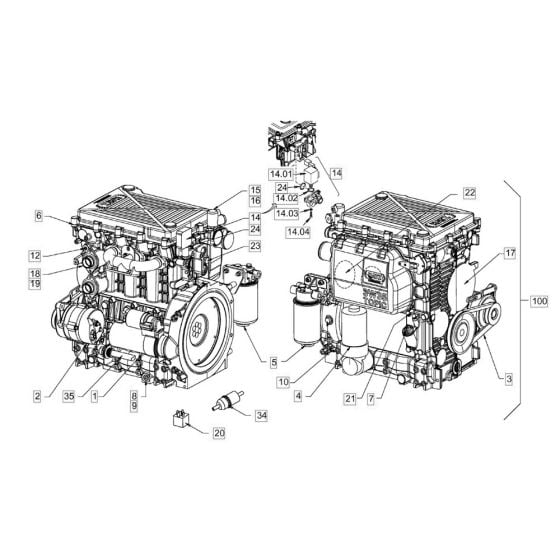 Pump Drive & Engine Assembly (1) for Hamm HD8 - 10C (H170) Compaction Roller