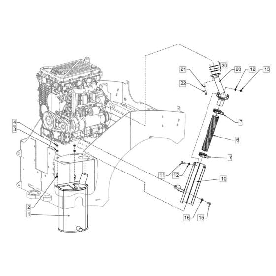 Exhaust System for Hamm HD8 - 10C (H170) Compaction Roller