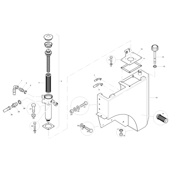 Hydraulic Tank (from March 2007) for Benford Terex Mecalac HD850, HD1000, HD1200 Dumpers