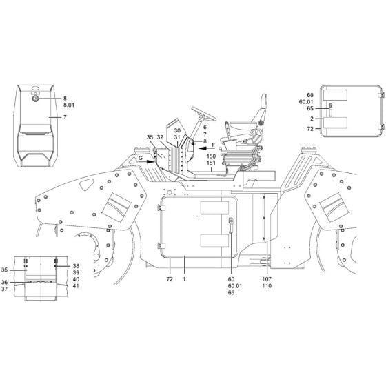 Canopies, Covers Assembly for Hamm HD90 (H245) Rollers