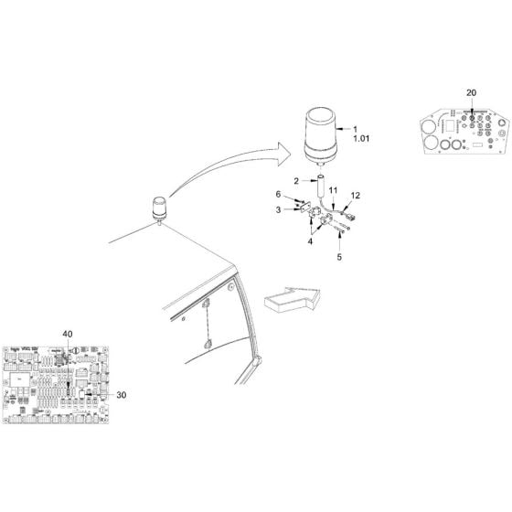 Rotary Beacon Assembly for Hamm HD90 (H245) Rollers