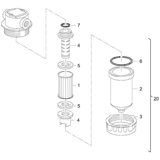 Water Filter Assembly for Hamm HD90 (H245) Rollers