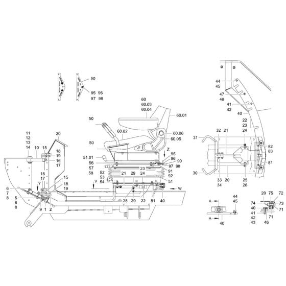 Operators Seat Assembly for Hamm HD90 (H245) Rollers