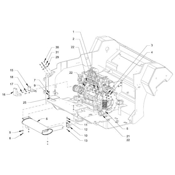 Exhaust System Assembly for Hamm HD90 (H245) Rollers