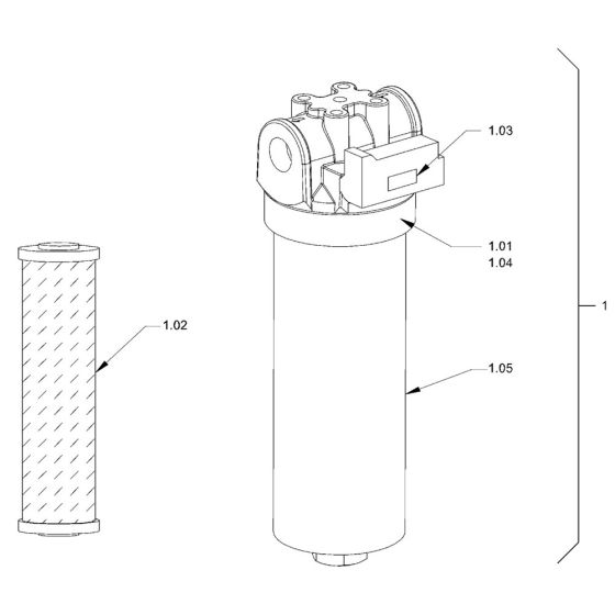 Filter (Hydraulic Oil) Assembly for Hamm HD90 (H245) Rollers