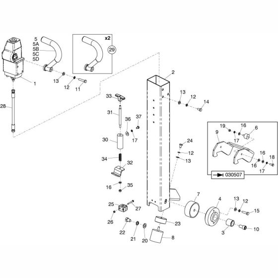 Handle Assembly for Altrad Belle RPC45 Reversible Plate (up to SN 093553)