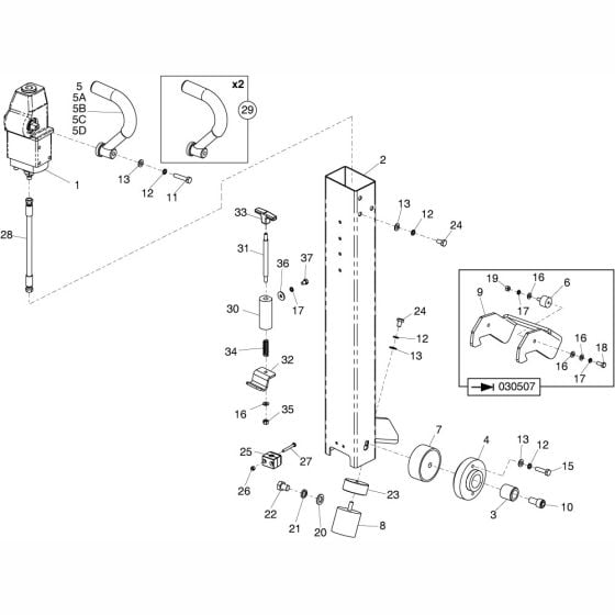 Handle Assembly for Altrad Belle RPC60 Reversible Plate (up to SN 093553)