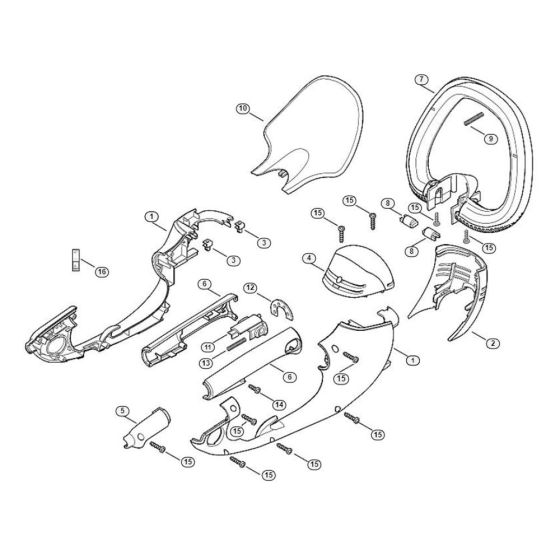 Housing, Operational Controls Assembly  for Stihl/ Viking HE 515 Electric Hedge Trimmers