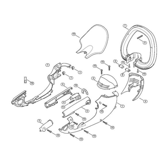 Housing, Operational Controls Assembly  for Stihl/ Viking HE 715 Electric Hedge Trimmers