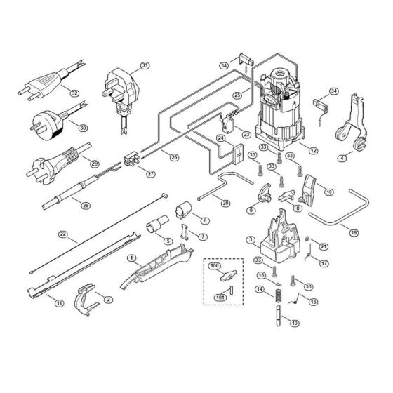 Electric Motor, Switching Assembly  for Stihl/ Viking HE 715 Electric Hedge Trimmers