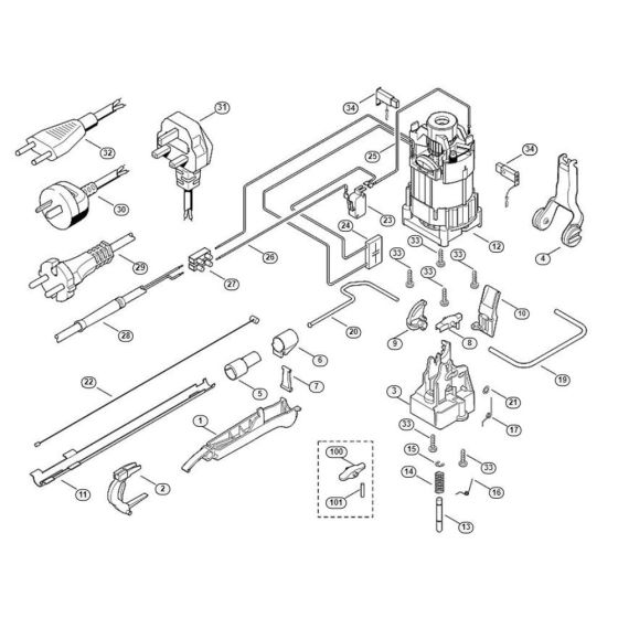 Electric Motor, Switching System Assembly  for Stihl/ Viking HE 815 Electric Hedge Trimmers