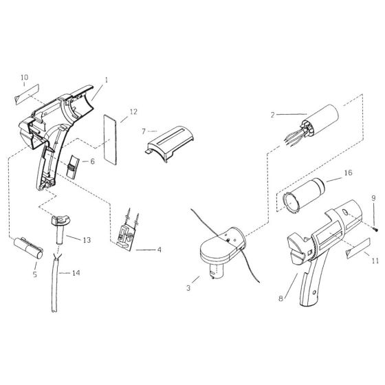 Complete Assembly for Makita HG5002 Heat Gun