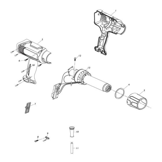 Complete Assembly for Makita HG5030 Heat Gun