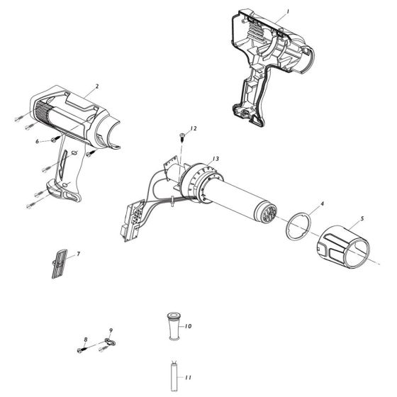 Complete Assembly for Makita HG6030 Heat Gun