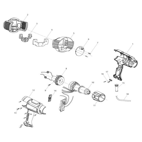 Complete Assembly for Makita HG6531C Heat Gun