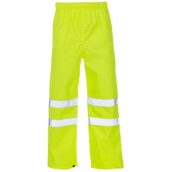 High-Visibility Waterproof Overtrousers - Yellow, Size: XL