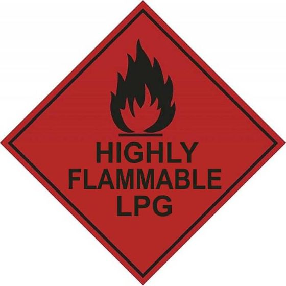 Highly Flammable LPG Hazard Warning Diamond Label 100mm x 100mm