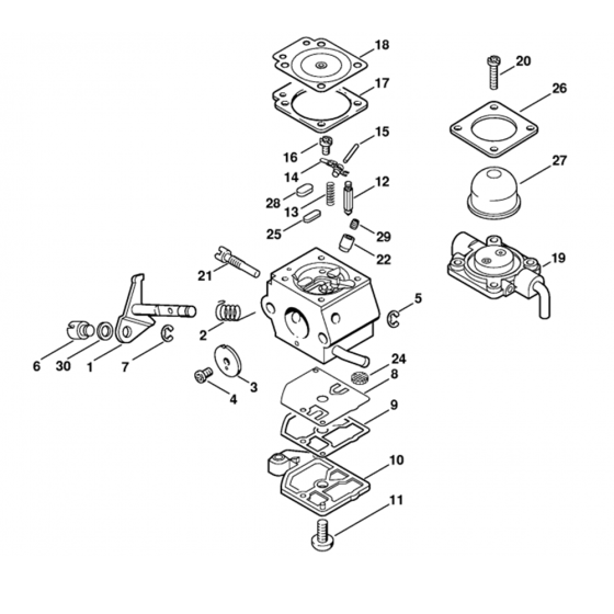 Carburetor C1Q-S58 (27.2001) Assembly for Stihl HL45 Long Reach Hedgetrimmers