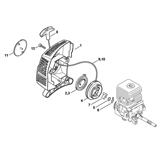 Rewind Starter Assembly for Stihl HL45 Long Reach Hedgetrimmers