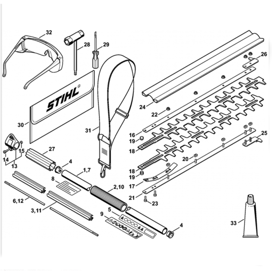 Drive Tube Assembly, Blade  Assembly for Stihl HL73 Long Reach Hedgetrimmers