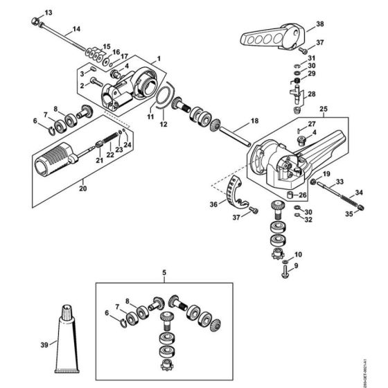 Angle drive, adjustable thru 135° for Stihl HL 95 Long Reach Hedge Trimmer