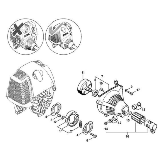 Clutch, Fan housing for Stihl HL 95 Long Reach Hedge Trimmer