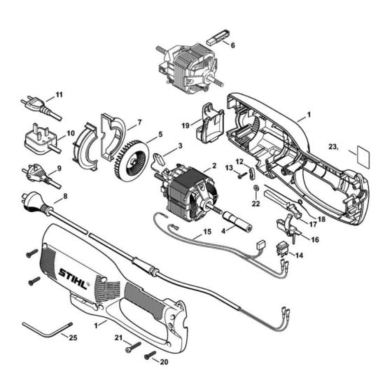 Housing, Electric motor for Stihl HLE 71 Long Reach Hedge Trimmer