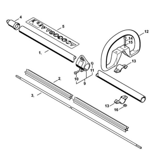 Drive tube assembly, Loop handle for Stihl HLE 71 Long Reach Hedge Trimmer