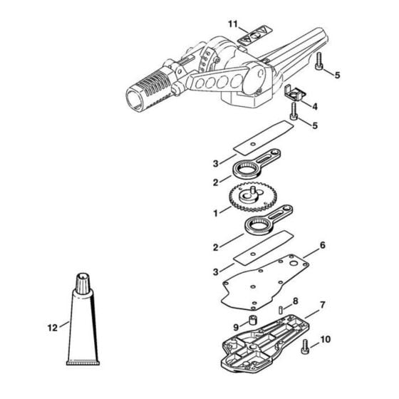 Blade drive gear, adjustable thru 125° for Stihl HLE 71 Long Reach Hedge Trimmer