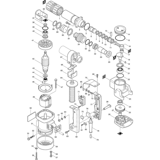 Main Assembly for Makita HM0810 Demolition Hammer Drill