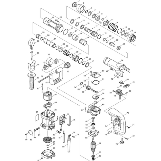 Main Assembly for Makita HM0860C Demolition Hammer Drill