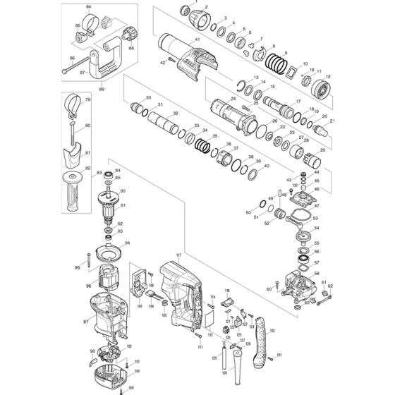 Main Assembly for Makita HM0870C Demolition Hammer Drill