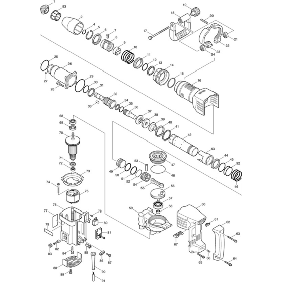 Main Assembly for Makita HM1202C Demolition Hammer Drill